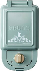【未使用】【中古】ブルーノ BRUNO ホットサンドメーカー 耳まで焼ける 電気 ムーミン シングル ブルーグリーン BOE050-BGR