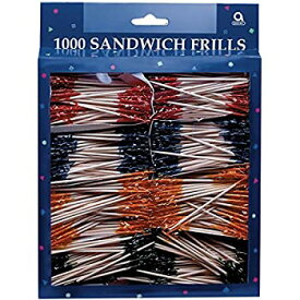 【中古】【輸入品・未使用】Assorted Sandwich Frills Food Safe Wooden Picks for Snacks%カンマ% Desserts and Appetizers (1000 Piece)%カンマ% 4'%カンマ% Yellow/Blue/Red/Green