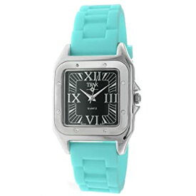 【中古】【輸入品・未使用】Trax レディース Posh スクエアクリスタルベゼル腕時計 ローマ数字ダイヤル 調節可能なゴムストラップ ターコイズ/ブラック。