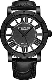 【中古】【輸入品・未使用】Stuhrling Original メンズ 腕時計用レザーストラップ???Swiss Quartz Ronda Mvmt???スポーツウォッチ???881ウォッチ 男性用コレクション ブラッ