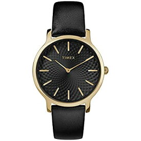 【中古】【輸入品・未使用】Timex Women's TW2R36400 Metropolitan Skyline Black/Gold-Tone Leather Strap Watch
