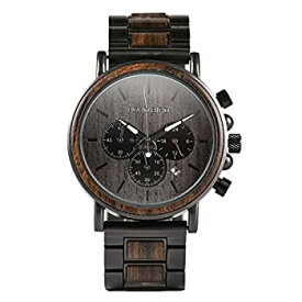 【中古】【輸入品・未使用】メンズ 木製腕時計 ラグジュアリー ステンレススチール 木製腕時計 クロノグラフ クォーツウォッチ