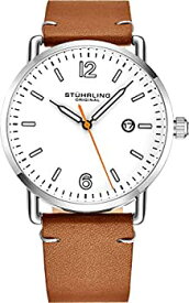 【中古】【輸入品・未使用】Stuhrling オリジナルメンズウォッチレザーまたはブレスレットウォッチバンド シルバーダイヤル日付ミニマリストスタイル38mmケース ? 3901メン