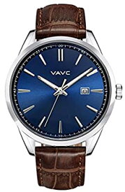 【中古】【輸入品・未使用】VAVC メンズ ビジネスアナログクォーツ腕時計 ブラックレザーバンド ブルーダイヤル 日付機能付き ブラウン