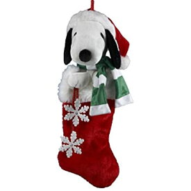 【中古】【輸入品・未使用】Kurt Adler 50cm Snoopy Plush Head Stocking with Snowflake Dangles