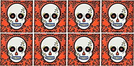 【中古】【輸入品・未使用】(set-of-8-Ceramic) - Janna Salak Designs Day of the Dead Skull Dia de los Muertos Sugar Skull Ceramic Tile Coaster