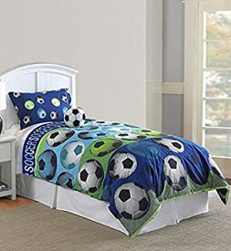 【中古】【輸入品・未使用】Hallmart Kids 64016 3-Piece Soccer Comforter Set%カンマ% Twin%カンマ% Blue/White [並行輸入品]