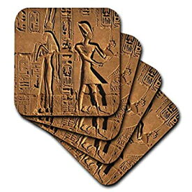 【中古】【輸入品・未使用】(set-of-4-Soft) - 3dRose cst_208712_1 Egypt%カンマ% Luxor%カンマ% Stone Reliefs in Amun Temple Enclosure at Temples Soft Coaster (Set of 4)