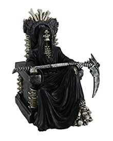 【中古】【輸入品・未使用】Resin Statues Pale Death Rests Grim Reaper onボーンThrone holding scythe Statue 7.5?X 10.5?X 6インチブラックモデル# hh47341