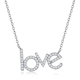 【中古】【輸入品・未使用】Love 16+2インチ ネックレス 模造ダイヤモンド キュービックジルコニア スターリングシルバージュエリー 女性やティーンに