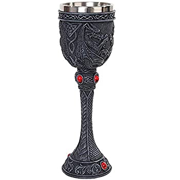 【輸入品・未使用】Celtic Gothic Duelling Dragon Resin Wine Goblet Chalice With Stainless Steel Cup by Pacific Tradingのサムネイル