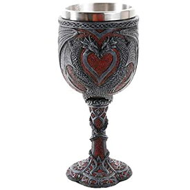 【中古】【輸入品・未使用】Double Dragon Heart Love Goblet Wine Cup 18cm