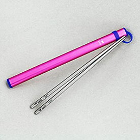 【中古】【輸入品・未使用】(Pink) - Keith Titanium Portable Square Handle Chopsticks with Aluminium Case (pink)