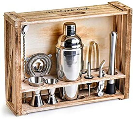 【中古】【輸入品・未使用】Mixology Bartender Kit: 11-Piece Bar Tool Set with Rustic Wood Stand - Perfect Home Bartending Kit and Cocktail Shaker Set For an Aweso