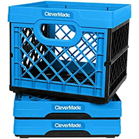 【中古】【輸入品・未使用】CleverMade Collapsible Milk Crates%カンマ% 25L Plastic Stackable Storage Bins CleverCrates Utility Folding Baskets Pack of 3 Blue 141［並
