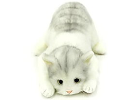 【中古】日本製 リアルな猫のぬいぐるみ 58cm (トラグレーL目明き)
