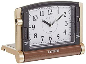 【中古】シチズン 目覚まし時計 アナログ アブロード963 旅行 用 携帯 トラベル クロック ライト 付 茶 CITIZEN 4GE963-006