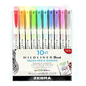 【中古】【輸入品・未使用】Zebra Pen マイルドライナー ダブルエンドブラシと細字ペン アソートカラー 10本