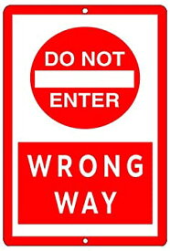 【中古】【輸入品・未使用】Warning Do Not Enter Wrong Way メタルブリキ看板 ビジネス 小売店 ホーム ラージ ゲート 私道。