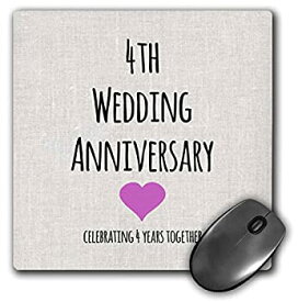 【中古】【輸入品・未使用】3dRose 8 x 8 x 0.25 Inches 4th Wedding Anniversary Gift Linen Celebrating 4 Years Together Mouse Pad (mp_154431_1) [並行輸入品]