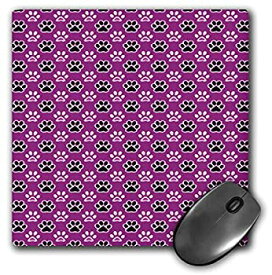 【中古】【輸入品・未使用】3dRose LLC 8 x 8 x 0.25 Inches Mouse Pad%カンマ% Cute Purple and Black Paw Prints Pattern - (mp_168462_1) [並行輸入品]