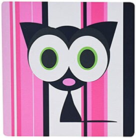 【中古】【輸入品・未使用】3dRose LLC 8 x 8 x 0.25 Inches My Lucky Black Cat Pink Stripes Design Mouse Pad (mp_6334_1) [並行輸入品]