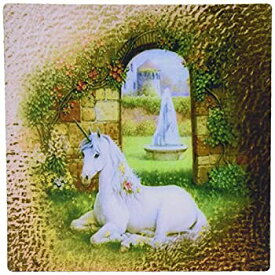 【中古】【輸入品・未使用】3dRose LLC 8 x 8 x 0.25 Inches Mouse Pad%カンマ% Unicorn Gate Beautiful White Unicorn Flowers And A Golden Garden Gate (mp_52233_1) [並行