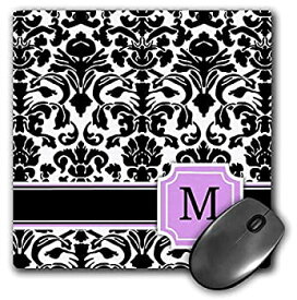 【中古】【輸入品・未使用】3dRose LLC 8 x 8 x 0.25 Inches Mouse Pad%カンマ% Personal Initial M Monogrammed Pink Black And White Damask Pattern Girly Stylish Personal