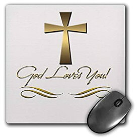 【中古】【輸入品・未使用】3dRose LLC 8 x 8 x 0.25 Inches Mouse Pad%カンマ% God Loves You in Gold Colors with A Gold Colored Cross on A Creme Background (mp_99112_1)