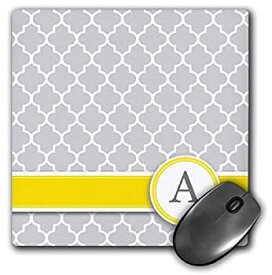 【中古】【輸入品・未使用】3dRose LLC 8 x 8 x 0.25 Inches Mouse Pad%カンマ% Your Personal Name Initial Letter A Monogrammed Grey Quatrefoil Pattern Personalized Yell