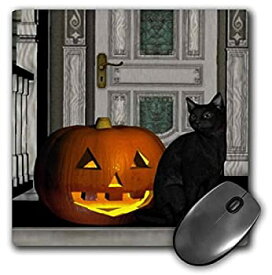 【中古】【輸入品・未使用】3dRose LLC 8 x 8 x 0.25 Inches Mouse Pad%カンマ% Black Cat with Jack O' Lantern (mp_28913_1) [並行輸入品]