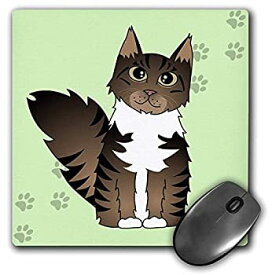 【中古】【輸入品・未使用】3dRose LLC 8 x 8 x 0.25 Inches Mouse Pad%カンマ% Cute Maine Coon Cartoon Cat Brown Tabby with White/Green with Pawprint (mp_35526_1) [並行