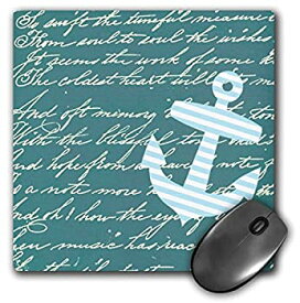 【中古】【輸入品・未使用】3dRose LLC 8 x 8 x 0.25 Inches Mouse Pad%カンマ% Turquoise Anchor with Teal Blue Background and Handwriting Trendy Striped Sailor Nautical