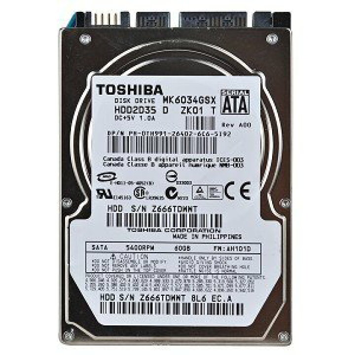楽天市場】【中古】【輸入品・未使用】Toshiba MK6034GSX 60GB SATA/150 5400RPM 8MB 2.5%ﾀﾞﾌﾞﾙｸｫｰﾃ%  Hard Drive [並行輸入品] : ムジカ＆フェリーチェ楽天市場店