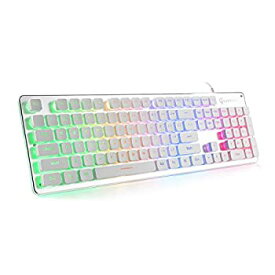 【中古】【輸入品・未使用】LANGTU メンブレンゲーミングキーボード レインボーLEDバックライト静かなキーボード オフィス用 USB有線全金属パネル 25キー アンチゴーストコ