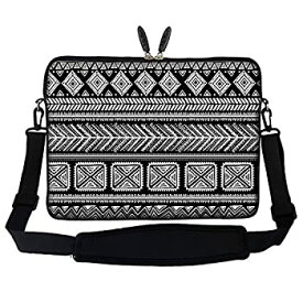 【中古】【輸入品・未使用】Meffort Inc 17 17.3 inch Neoprene Laptop Sleeve Bag Carrying Case with Hidden Handle and Adjustable Shoulder Strap - Black Gary Pattern