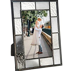 【中古】【輸入品・未使用】Pic 429-46HV Grey Stained Glass 4x6 Picture Frame Easel Tabletop Photo [並行輸入品]