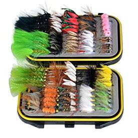 【中古】【輸入品・未使用】(100Pieces flies + Pocket Fly box) - Outdoor Planet Waterproof Fly Box with Dry/Wet/Nymph/Streamer Trout Fly Fishing Flies Lure