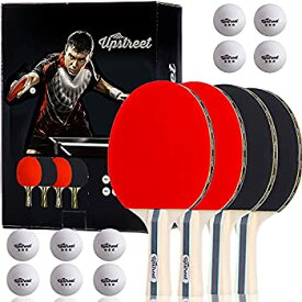 【中古】【輸入品・未使用】(Blue) - Upstreet Ping Pong Paddle Set Includes 4 Ping Pong Paddles with 3 Star Ping Pong Balls for Table Tennis