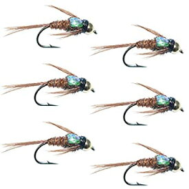 【中古】【輸入品・未使用】The Fly Fishing Place Bead Head Flash Back Pheasant Tail Nymph Fly Fishing Flies - Trout and Bass Wet Fly Pattern - 6 Flies Hook Size 1