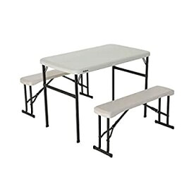 【中古】【輸入品・未使用】Lifetime 80373 Portable Folding Picnic Table and Bench Set Almond [並行輸入品]
