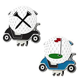 【中古】【輸入品・未使用】Myartte ゴルフカートハットクリップ アソートパターン ゴルフボールマーカー 24.4mm 女性や男性に素敵なゴルフギフト 2個パック (ゴルフティー