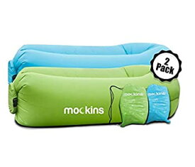 【中古】【輸入品・未使用】Mockins 2 Pack Blue Green Inflatable Lounger Hangout Sofa Bed with Travel Bag Pouch The Portable Inflatable Couch Air Lounger is Perfec