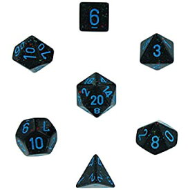 【中古】【輸入品・未使用】Polyhedral 7-Die Speckled Dice Set - Blue Stars
