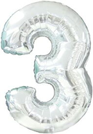 【中古】【輸入品・未使用】Large Balloon Number 3 Silver Mega-Loon Party Balloon 40 Foil (Mylar) Balloon by PMU [Toy] [並行輸入品]