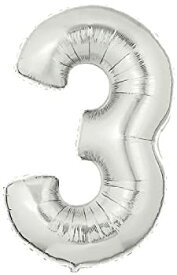 【中古】【輸入品・未使用】A Giant Jumbo 40 Foil Number 3 Balloon - Flat in Silver by Giant Foil Number Balloon [並行輸入品]