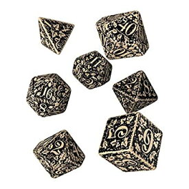 【中古】【輸入品・未使用】Q WORKSHOP Forest Engraved beige & black RPG ornamented Dice Set 7 polyhedral pieces [並行輸入品]