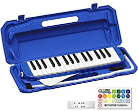 【未使用】【中古】KC キョーリツ 鍵盤ハーモニカ メロディピアノ 32鍵 ブルー P3001-32K/BL (ドレミ表記シール・クロス・お名前シール付き)