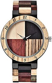 【中古】【輸入品・未使用】反転幾何学模様木製腕時計 クリエイティブクォーツウォッチ メンズ ハンドメイド木製腕時計 カーキ