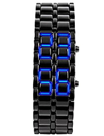 【中古】【輸入品・未使用】クラシック メンズ バイナリー スクエア ブルー LED デジタル 防水 腕時計 ブラックメッキ 腕時計 ブラック/ブルー